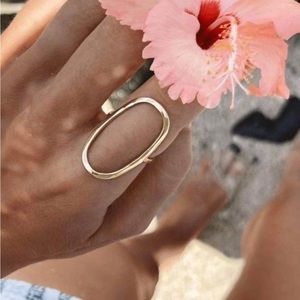 James MIchelle Gold Oval hammered Ring